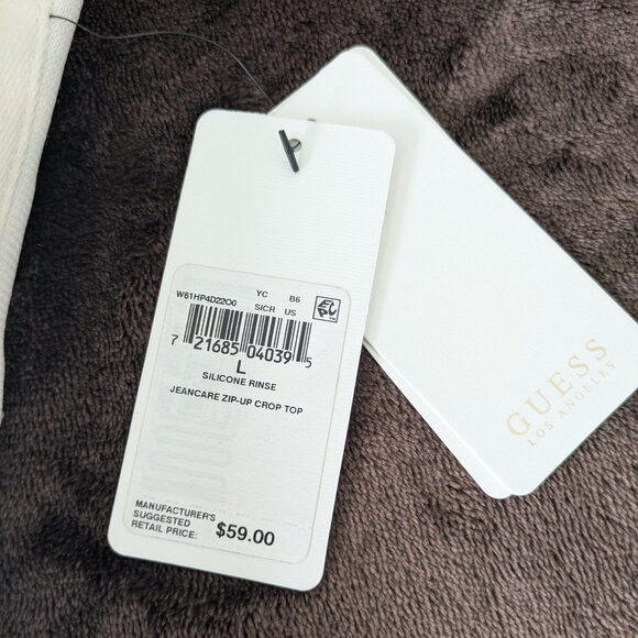 New GUESS Zip-Up Racerback Corset Zip Up Crop Top White - L NWT - Picture 5 of 6